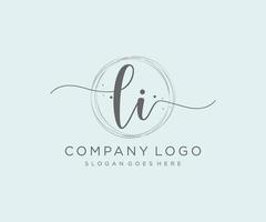 Initial LI feminine logo. Usable for Nature, Salon, Spa, Cosmetic and Beauty Logos. Flat Vector Logo Design Template Element.
