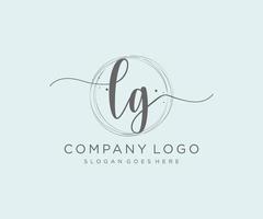 Initial LG feminine logo. Usable for Nature, Salon, Spa, Cosmetic and Beauty Logos. Flat Vector Logo Design Template Element.