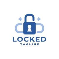 illustration of a padlock with a two stars. key logo graphic template. locked logo vector template.