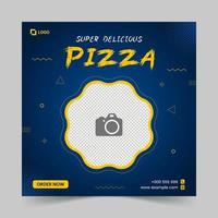 Pizza sale social media banner post template. Fast food social media template for restaurant. Social media post banner design with blue and yellow color. vector