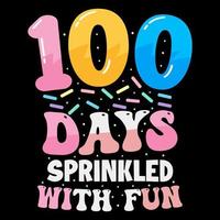 Camiseta de 100 días de escuela, diseño de camiseta de cien días, camiseta de celebración de 100 días, camiseta colorida para niños, vector
