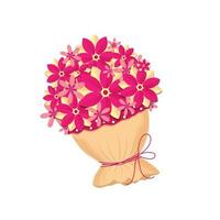 Bouquet flowers in parer cut style on white background. vector