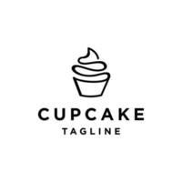 línea simple cupcake panadería logo diseño vector ilustración