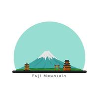 Tourism Place Fuji Mountain in Japan Asia Vector Illustration