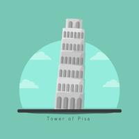 Tower of Pisa From Italia Landmark Building Vector Illustration Conceptual