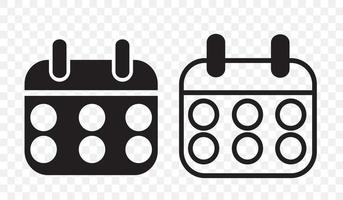 OutlineFilledVectorSign ofvs - calendar vector icon . isolated transparent . planning - meeting sign . month week day . black outline and filled version