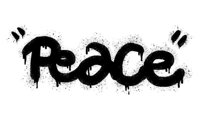 Spray painted graffiti Peace word in black over white. Drops of sprayed Peace words. isolated on white background. vector illustration