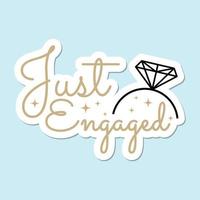 Just engaged wedding day ceremony decoration party sticker icon sign vector