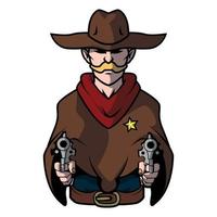 vaquero con ilustración de pistola vector