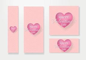 conjunto de banner de venta de San Valentín para el vector de plantilla de publicación de redes sociales. lindas pancartas de venta de amor, cupones o tarjetas de felicitación