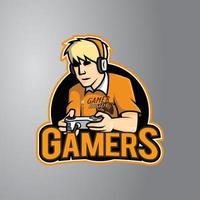 Gamer Illustration Design Badge vector