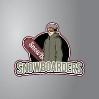 Snow Boarder Illustration Badge vector