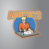 Architect Illustration Design Badge vector