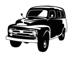 Silueta de camión ford de 1951. vista de fondo blanco aislado desde un lado. mejor para logotipo, insignia, emblema, icono, pegatina de diseño, industria de camiones. EPS 10 disponible. vector