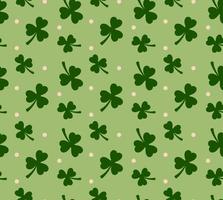 Abstract. Saint Patrick Day background. Clover pattern seamless on green background. Vector. vector