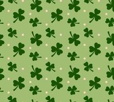 Abstract. Saint Patrick Day background. Clover pattern seamless on green background. Vector. vector