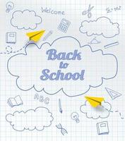 Back to school. design with hand drawn on notebook paper. light and shadows. Vector. vector