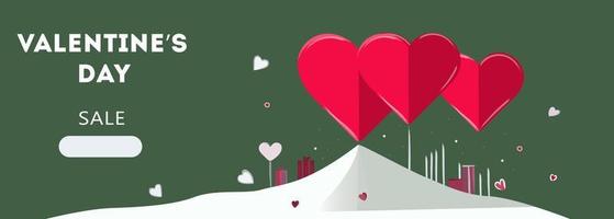 Valentine's day sale background.Romantic composition with hearts. Vector illustration for website, posters, ads, coupons, promotional materials.