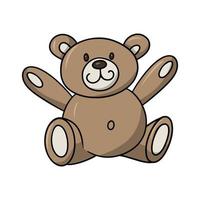 Cute brown bear, toy for children, vector illustration in cartoon style on a white background