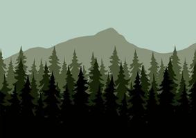 silueta de bosque de coníferas en las montañas. ilustración vectorial vector