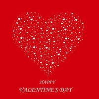 Card with white hearts on red background.Happy valentines day greeting card design. Vector romantic