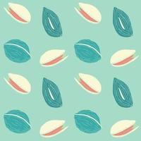 Seamless pattern with Nuts  almond and pistachio, blue background. vector