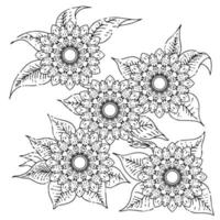 design flower outline element coloring page vector