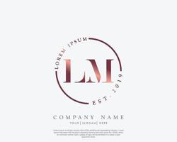 Initial LM Feminine logo beauty monogram and elegant logo design, handwriting logo of initial signature, wedding, fashion, floral and botanical with creative template vector