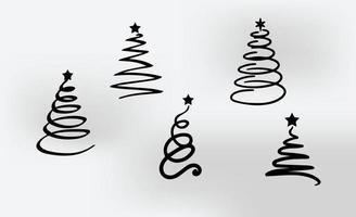 conjunto de árboles de navidad dibujados a mano doodle vector