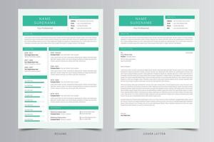 currículum limpio o cv y plantilla de carta de presentación. Descarga gratis vector