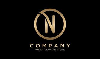 N Letter Logo With Circle Shape. Modern Unique Creative N Logo Design Vector Template. Elegant Identity Design In  Gold Color.