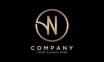 N Letter Logo With Circle Shape. Modern Unique Creative N Logo Design Vector Template. Elegant Identity Design In  Gold Color.