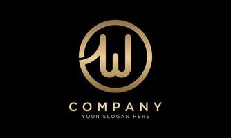 W Letter Logo With Circle Shape. Modern Unique Creative W Logo Design Vector Template. Elegant Identity Design In  Gold Color.