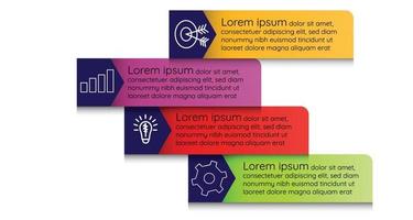 Infographic template for business information presentation. Vector square and geometric elements. Modern workflow diagrams. Report plan 4 topics