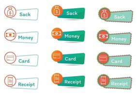 The minimal concept design banner money, symbols, labels, and objects for business finance payment, buy, stack, transaction icons and elements for web graphics and marketing online for shopping vector