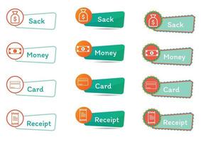 The minimal concept design banner money, symbols, labels, and objects for business finance payment, buy, stack, transaction icons and elements for web graphics and marketing online for shopping vector