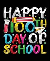 felices 100 días de escuela para niños de primaria, jardín de infantes vector