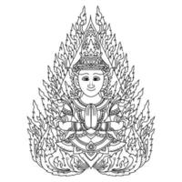 Thai buddha outline sketch vector