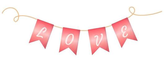 Holiday garland flag for valentine's day. Flat style. Vector illustration.
