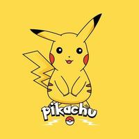 Pokémon Pikachu com amarelo olhos e azul rabo sentado em uma Preto fundo.  generativo ai. 28405022 Foto de stock no Vecteezy