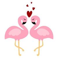 Cute card with flamingos. Love and Valentine's day Background. Vector Illustration