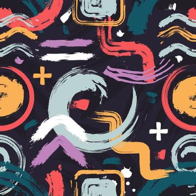 Abstract Hand Drawn Brush Strokes Seamless Pattern