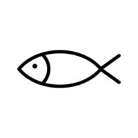 línea de icono de pescado aislada sobre fondo blanco. icono negro plano y delgado en el estilo de contorno moderno. símbolo lineal y trazo editable. ilustración de vector de trazo simple y perfecto de píxeles