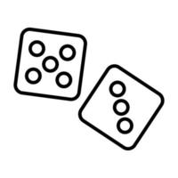 Dice icon line isolated on white background. Black flat thin icon on modern outline style. Linear symbol and editable stroke. Simple and pixel perfect stroke vector illustration