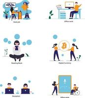 Business Concept illustrations. Mega set. Collection of scenes with men and women taking part in business activities. Vector illustration