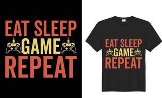 comer dormir juego repetir diseño de camiseta vector