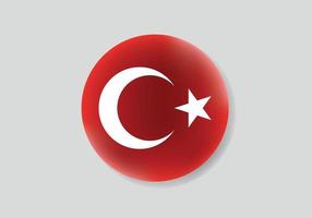 Flag of Turkey as round glossy icon. Button with Turkey flag vector