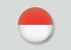 Flag of Indonesia round glossy icon. Button with Indonesia flag vector