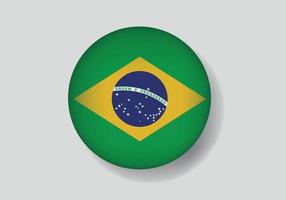 bandera de brasil como icono brillante redondo. botón con bandera de brasil vector