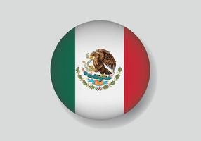 bandera de méxico como icono brillante redondo. botón con la bandera de México vector